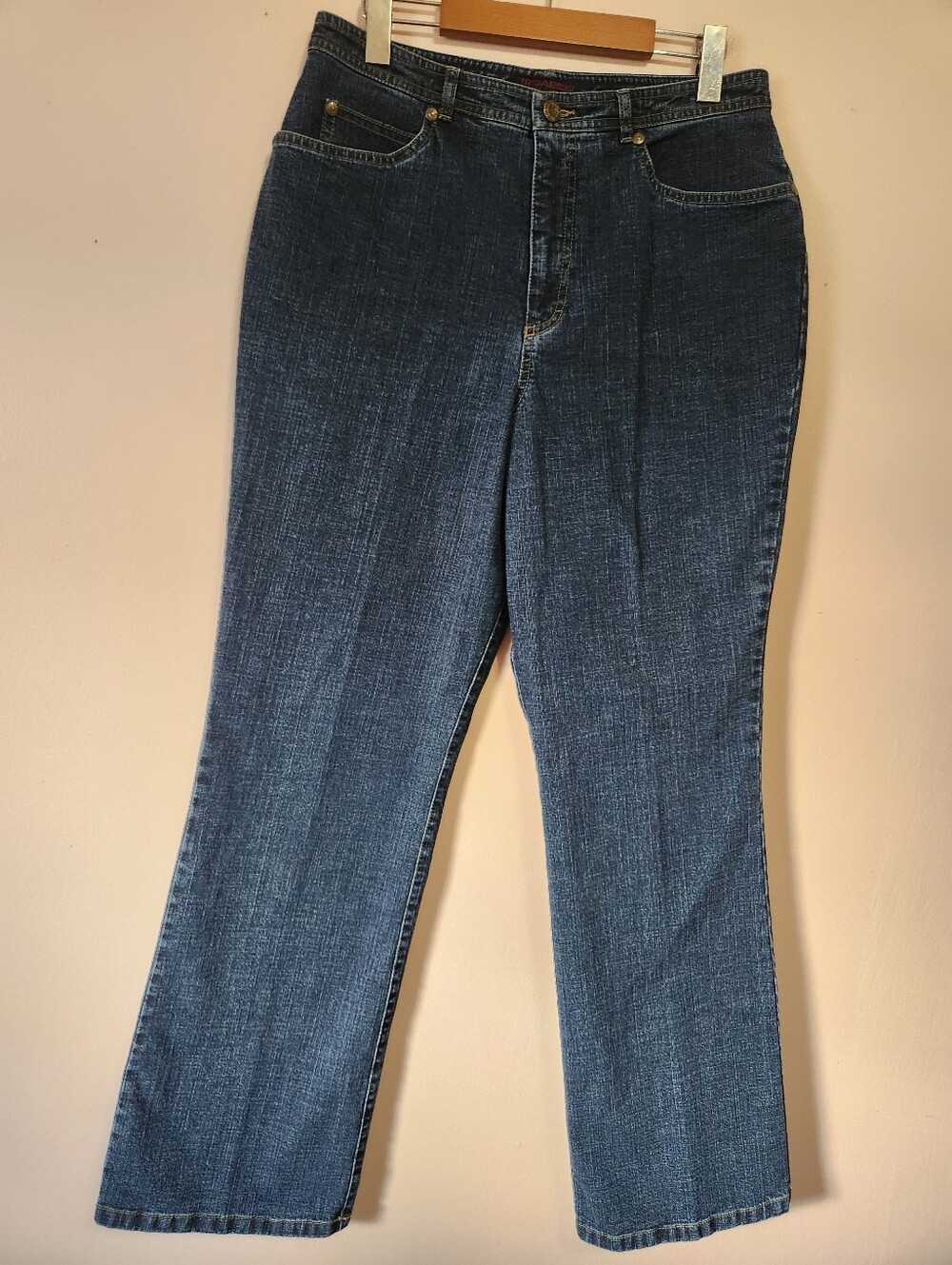 Tribal Denim Dark Wash Stretch Jeans Straight Leg Size 10 EUC Y2K 90s Style